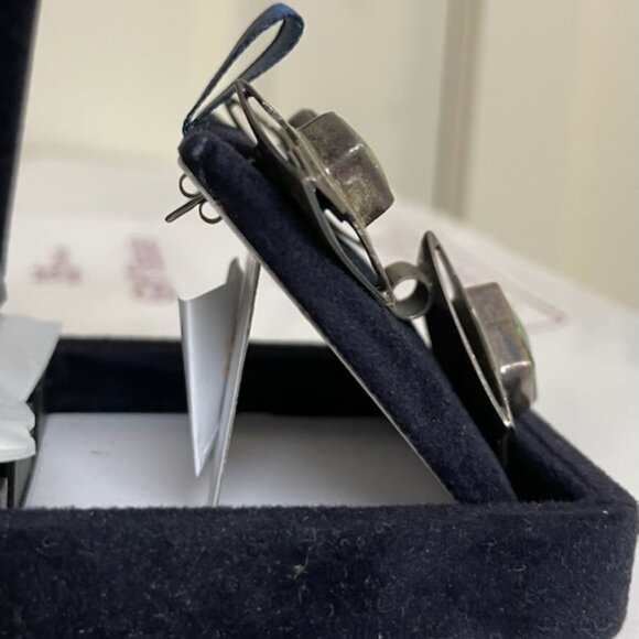 Vintage 925 Silver Pendant/Earring Set with Blue-Green Glass - Picture 4 of 4